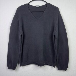 CP Shades Sweater Womens M Black Cotton V-Neck Knit Casual Coastal Minimalist